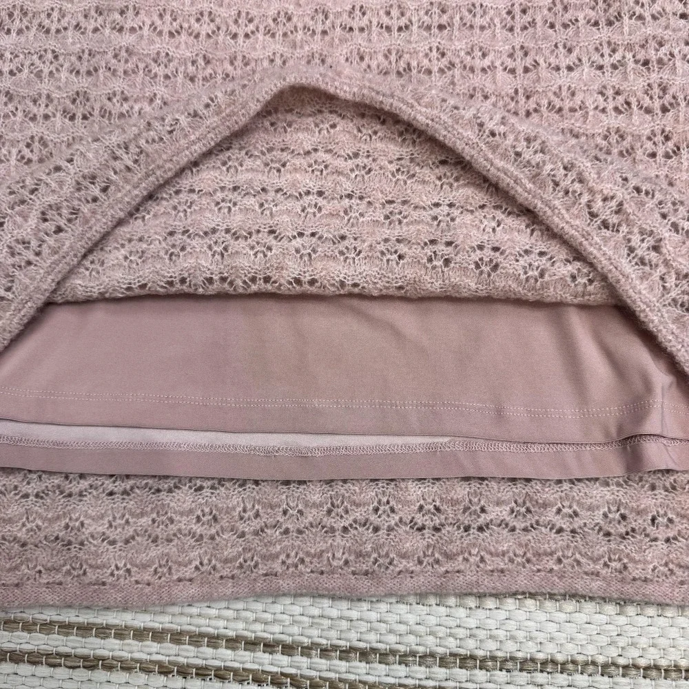 House Of Harlow 1960 2 Piece‎ Women's Sweater Skirt Large Pink Textured Knit